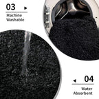 Small Bathroom Rug 17x24 Non Slip Black Fluffy Bath Mat for Bathroom Floor Washable Plush Luxury Bath Rug for Tub Soft Shaggy Shower Mat