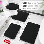 OLANLY Bathroom Rugs 30x18, Extra Soft Absorbent Chenille Bath Rugs, Rubber Backing Quick Dry, Machine Washable Bath Mats for Bathroom Floor, Tub and Shower, Home Decor Accessories, Black