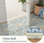 5x7 Area Rugs Living Room Rug - Floral Vintage Morris-Inspired Washable Carpet, Low Pile Non-Shedding Stain Resistance Boho Soft Carpet for Bedroom, Dining Room, Office, Farmhouse (5'x7' Blue/Orange)