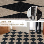 Easy Jute Checkered Entryway Rug, 2.6x4 Black Modern Indoor Outdoor Doormat, Washable Non-Slip Neutral Kitchen Rug Farmhouse Diamond Throw Rugs for Entrance Bedroom Bathroom