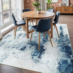 Washable Abstract Rug, 5x8 Modern Area Rugs with Non-Slip Rubber Backed for Living Room, Thin but Soft Contemporary Carpet Kitchen Bedroom Dining Room Decor, Blue White