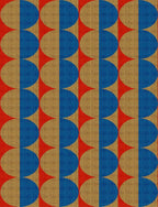 Modern Geometric Area Rug with 3D Layered Double Circle Texture Blue and Brown Red Abstract Minimalist Rugs for Living Room Bedroom Nursery Room Playroom Home Office Washable Indoor Carpet 9x12