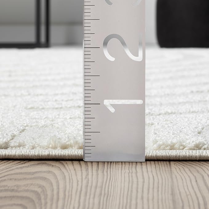 Abani Nomad Cream Tone-on-Tone Area Rug 5' x 8' for Living Room, Bedroom - Linear Curves Pattern - Durable & Easy to Clean