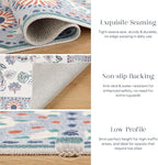 Phantoscope Washable Area Rug 6'x9' Non-Slip, Vintage Boho Rugs for Living Room, Bedroom, Dining Room, Persian Floral Medallion Pattern, Low-Pile Foldable Floor Carpet, Ivory Blue/Garden Bloom