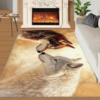 Wolf Rugs for Bedroom - 2x3 Area Rug - 3D Wolf Rugs for Living Room, Misty Forest Rug, Non-Slip Washable Home Decor Carpet