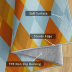 Washable 2x3 Diamond Small Rug Entryway, Geometric Orange and Blue Plaid Design Indoor Door Mat for Bedroom Entrance, Diamond Home Decor, Low Pile, Non Slip, Kids & Pet Friendly (N4134)