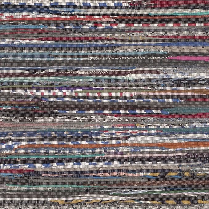SAFAVIEH Rag Rug Collection Accent Rug - 2'6" x 4', Rust & Multi, Handmade Boho Stripe Cotton, Ideal for High Traffic Areas in Entryway, Living Room, Bedroom (RAR121E)