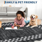 GarveeHome Scalloped Round Rug 4ft Modern Solid Color Circle Rugs Non Slip Low Pile Living Room Throw Carpat Washable Bedroom Scalloped Round Area Rug Stain Resistant Bordered Rug for Kitchen, 4'x4'