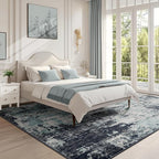 Washable Area Rugs 6'x9' Non-Slip Modern Abstract Soft for Living Room Entryway Bedroom Nursery, Print Pattern, Blue Black Teal