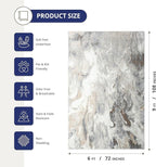Abani Regal Beige Grey Area Rug for Living Room, Bedroom - Swirl Abstract Pattern - 6' x 9' - Durable & Easy to Clean Washable