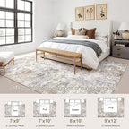 7x10 Area Rug Living Room Rugs - Washable Neutral Modern Abstract Soft Thin Large Rug Indoor Floor No Slip Rug Carpet for Bedroom Under Dining Table Home Office Decor - Brown Grey