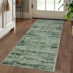 Modern Abstract Runner Rug 2x5, Forest Green Washable Kitchen Runner Entryway Rug Mat Non-Slip Soft Hallway Rug Runner Thin Print Faux Wool Carpet for Bedroom Laundry Room Indoor