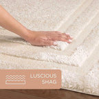 Town & Country Everyday Cloud Shag Plush Border Area Rug with High-Low Pile, Beige, 6'6"x9'6"