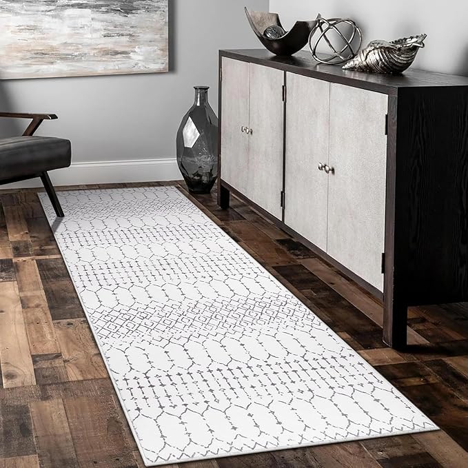 Lahome Moroccan Washable Runner Rug 2x6, Stain Resistant Non-Slip Kitchen Rug Runner, Ultra-Thin Geometric Print Distressed Floor Carpet for Hallways Entryway Laundry Bedroom