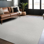 Micro Loop Indoor Rug White 9x12 Boho Geometric Neutral Area Rugs for Living Room Soft Luxury Modern Low and High Pile Durable Stain Resistant Non-Shedding Indoor Area Carpet 9 x 12