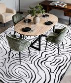 YIHOUSE Modern Rugs for Living Room 6x9, Washable Black and White Bedroom Rug, Fluffy Geometric Dining Room Rugs for Under Table Home Decor