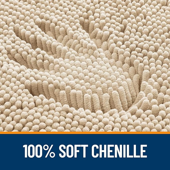 OLANLY Bathroom Rugs 32x20, Extra Soft Absorbent Chenille Bath Rugs, Rubber Backing Quick Dry, Machine Washable Bath Mats for Bathroom Floor, Tub and Shower, Home Decor Accessories, Beige