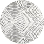 Antep Rugs Palafito 5x5 Geometric Shag Diamond High-Low Pile Textured Indoor Area Rug (Gray, 5'3" Round)