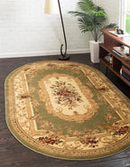 Rugs.com Chateau Collection Rug - 5' x 8' Oval Green Medium Pile Rug