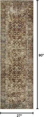 Loloi Magnolia Home by Joanna Gaines Sinclair Collection SIN-01 Rust/Lagoon 2'-3" x 7'-6", .25" Pile Height, Machine Washable, Runner Rug