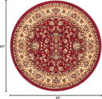 Unique Loom Sialk Hill Collection Area Rug - Washington (5' Round Burgundy/Cream)