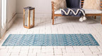 Unique Loom Outdoor Trellis Collection Area Rug - Tribal Trellis (2' x 8' Runner, Teal/ Ivory)
