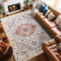 Large Area Rugs 8x10, Washable Vintage Rugs -Low Pile, Soft Plush Rugs for Bedroom, Kitchen, Dining Room, Stain Resistance, Non Shedding & Kid & Pet Friendly, Beige