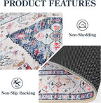Lahome Boho Round Rug - 8Ft Washable Area Rug, Non-Slip Small Bathroom Rug, Lightweight Bedroom Throw, Oriental Distressed Print Carpet for Entryway, Sofa, Nursery, Kids Room