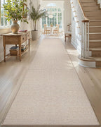 Color&Geometry Door Mat 2'4"x12' Runner Rug with Rubber Backing, Non Slip Washable Hallway Kitchen, Carpet Runners for Hallway Living Room Bedroom, Beige (Rolled-up NO Creases)