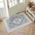 SOULFUL Medium Pile 3x5 Area Rug - Soft Foot Feel Small Entryway Rug - Greige Boho Floral - Washable Non-Slip - Perfect for Living Room Bedroom Foot Kids Room Reading Nook