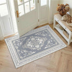 SOULFUL Medium Pile 2x3 Entryway Rug - Soft Foot Feel Small Area Rug - Greige Boho Floral - Washable Non-Slip - Perfect for Hallway Kitchen Bedroom Bathroom Indoor Entrance