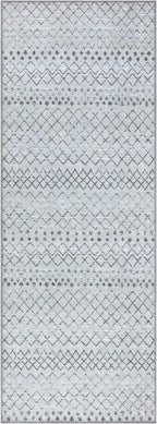 Bloom Rugs Washable Non-Slip 7 ft Runner - Ivory/Gray Traditional Moroccan Runner for Entryway, Hallway, Bathroom, and Kitchen - Exact Size: 2.5' x 7'