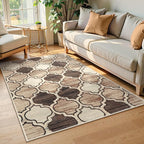 Lahome Moroccan Washable 3x5 Entry Way Rugs Indoor - Small Area Rug Aesthetic Non-Slip Throw Bedroom Rugs Thin Low-Plie Entryway Office Rug for Kitchen Bathroom Laundry Room, 3'x5'