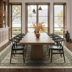 Large Area Rugs 10x12, Living Room Bedroom Carpet Extra Large Size Washable Non Slip, Vintage Distressed Medallio Low Pile Thin Rug for Big Dining Room, Multi Brown/Olive