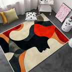 8x13 Abstract Rug, Abstract Area Rug, Geometric Area Rugs, Modern Geometric Rugs, Minimalist Face Carpet, Contemporary Carpet for Living Room, Non Slip & Faux Cashmere Low Pile