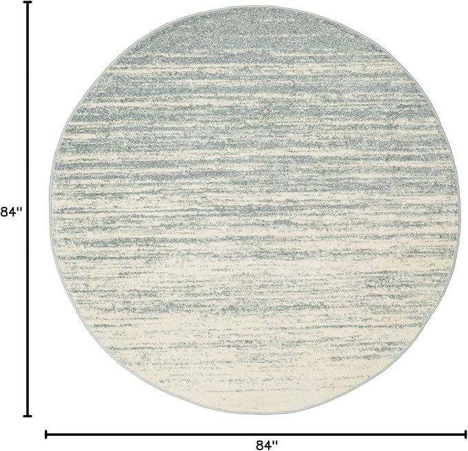 SAFAVIEH Adirondack Collection Area Rug - 7' Round, Slate & Cream, Modern Ombre Design, Non Shedding & Easy to Clean, Ideal for Living Room, Bedroom, Office, Dining Space (ADR113T)