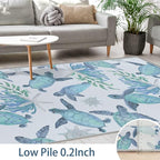 Tritard Coastal Sea Turtles Area Rugs Beach Themed Nautical Starfish Coral Accent Rugs Non-Slip Sea Marine Life Rugs Floor Carpet for Living Room Bedroom, Blue, 3x5 Feet