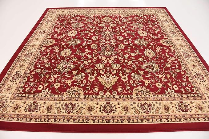 Unique Loom Sialk Hill Collection Area Rug - Washington (7' 10" Square Burgundy/Cream)