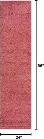 Eyely UES100E-28 Supersoft Haze Solid Low-Pile Indoor Runner Rug Casual;Contemporary;Solid;Traditional, Bedroom, Kitchen, Living Room, Easy-Cleaning, Non-Shedding, 2 X 8, Red