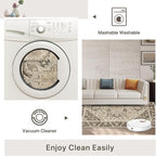 2x7 Runner Rug Machine Washable Boho Runners for Hallway,Ultra-Thin Low Pile Rug,Lightweight Indoor Carpet,Non Slip Floral Runners for Enrtyway, Corridor, Home Office, Kitchen,Brown