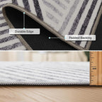 ReaLife Rugs Machine Washable Area Rug Runner - Living Room Bedroom Bathroom Kitchen Entryway Office - Padded Low Pile Stain Resistant Premium - Modern Geometric Contemporary - Miles - Gray 2'6"x10'