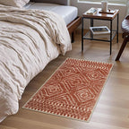 Wonnitar Moroccan Bathroom Rug,Washable 2x3 Small Bath Mat, Boho Tribal Soft Kitchen Sink Mat, Non-Slip Geometric Entry Way Rug, Low-Pile Indoor Carpet for Bedside Entrance Laundry (Brown,2'x3')