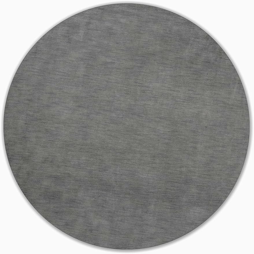 Hand Knotted Loom Wool ECO-Friendly Area Rugs - 6'x6', Round, Light Blue Color, Solid Plain Design, High Pile Handmade Anti Skid Area Rugs for Living Room, Bed Room (L00111)