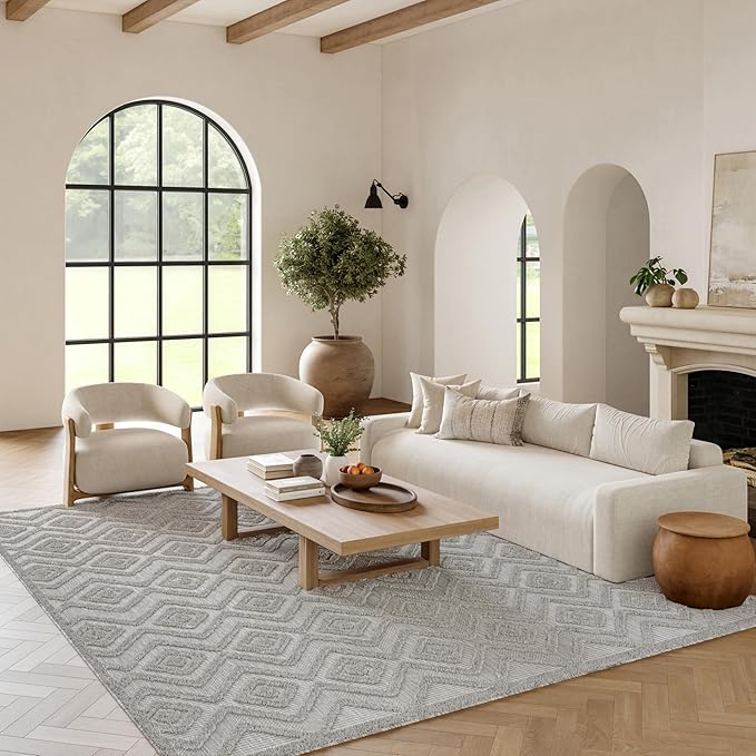 Nourison Home Versatile Silver Grey 9' x 12' Area Rug - Easy Clean, Non Shedding, Bed Room, Living Room, Dining Room, Kitchen (9' x 12')