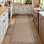 Tangsoo Easy Jute Rug 2x6 Washable Runner Rug for Hallways,Neutral Geometric Ultra Thin Indoor Carpet Runner Farmhouse Long Rnner Mat for Kitchen Entryway Laundry