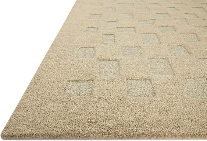 Loloi Leanne Ford Craven Collection CVN-04 Oatmeal/Dove 9'-3" x 13' Area Rug Checkered, Patterned, Neutral, Living Room, Bedroom, Dining Room