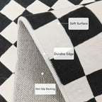 Checkered Rug 4x6 Rugs for Living Room Modern Minimalist Washable Black and White Checkered Non-Slip Large Rug for Office Playroom (Black and White, 4x6ft)