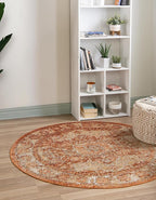 Unique Loom Isabella Collection Area Rug - Adjani (7' 10" Round, Rust Red/ Black)