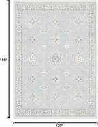 RUGGABLE Washable Vintage Area Rug – Verena Soft Blue 10x14, Stain-Resistant, Non-Slip – Large Machine Washable Rugs for Living Room, Bedroom, Hallway, Entryway & Office–with Standard Pad