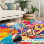 4x5 Abstract Graffiti Indoor Outdoor Rug - Colorful Skeletons Bedside Rug, Pop Art Washable Entry Way Rugs Kids Carpet for Inside House Playroom Living Room End Table Nursery